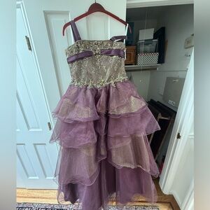 Kids Purple & Gold Ballgown